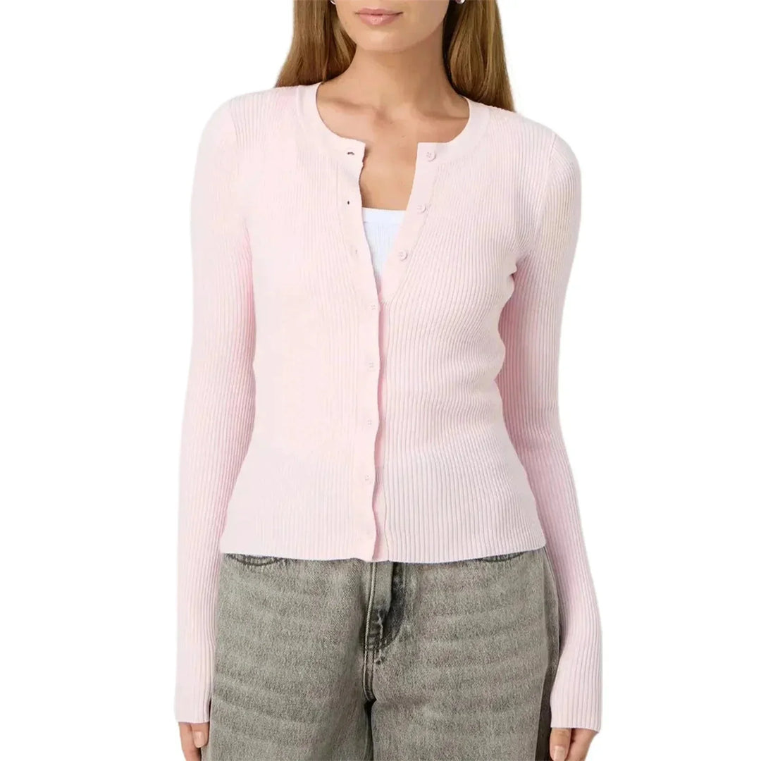 Amélie | Cardigan Court Côtelé Boutonné Femme Manches Longues