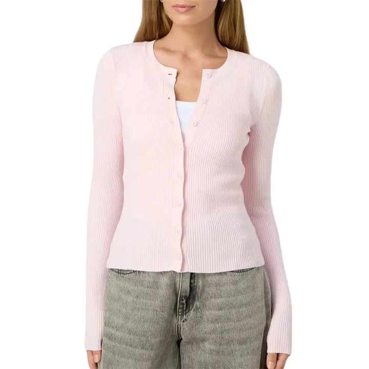 Amélie | Cardigan Court Côtelé Boutonné Femme Manches Longues
