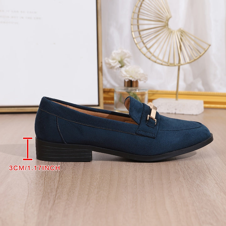 Amélie | Mocassin Femme Noir Talon Plat Détail Doré