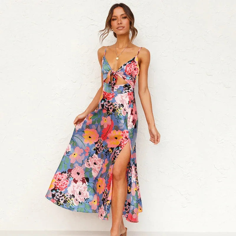 Amélie | Robe Midi Fleurie Femme Satinée