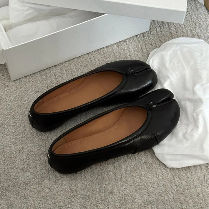 Anaïs | Ballerines Cuir Femme Prune Bout Fendu à Enfiler