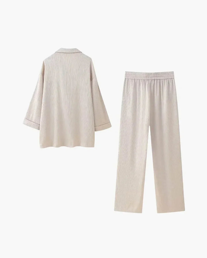 Anaïs | Ensemble Pyjama Femme Manches Longues Beige