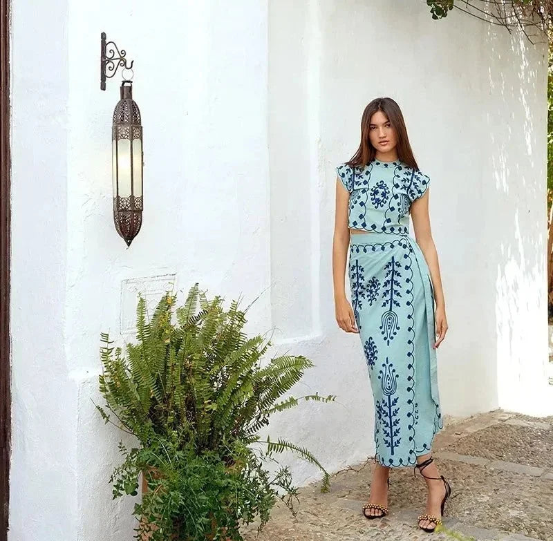Anaïs | Ensemble Robe Maxi Broderie Femme