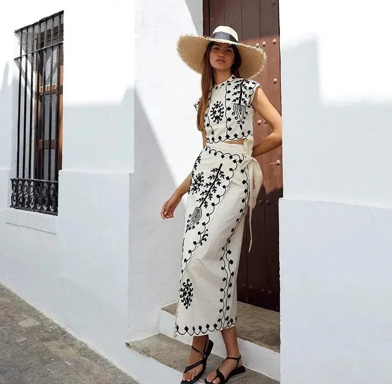 Anaïs | Ensemble Robe Maxi Broderie Femme