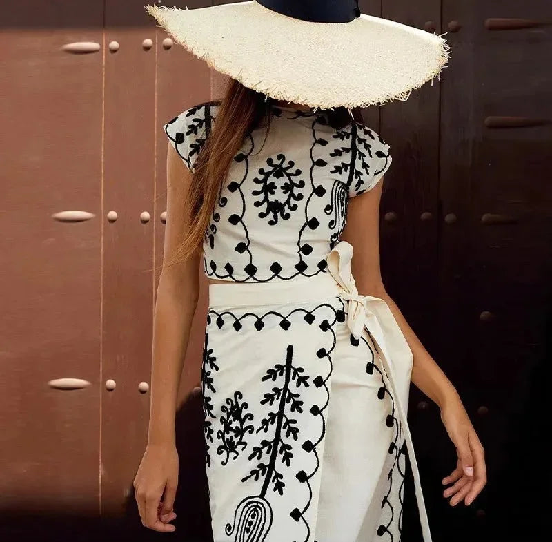 Anaïs | Ensemble Robe Maxi Broderie Femme