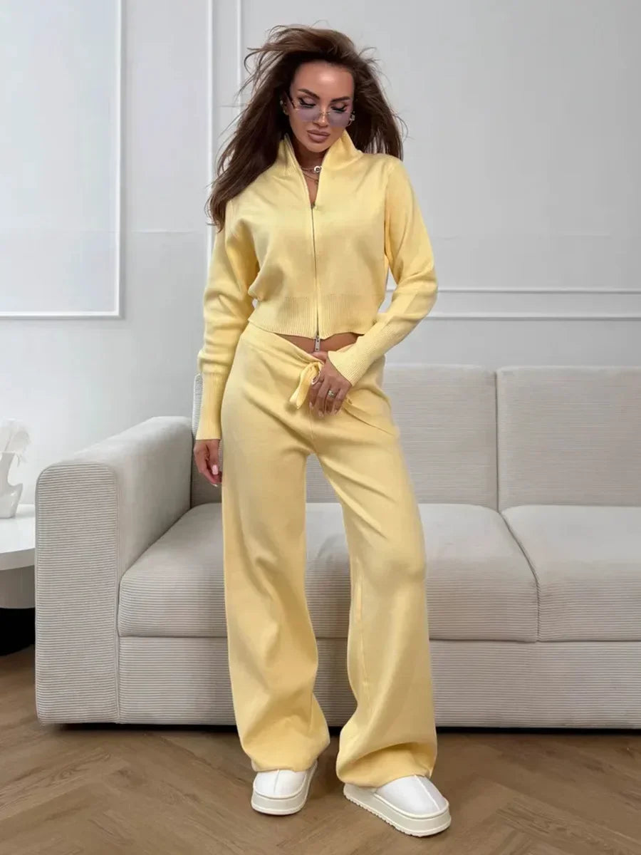 Anaïs | Ensemble Tricot Femme Pantalon Large