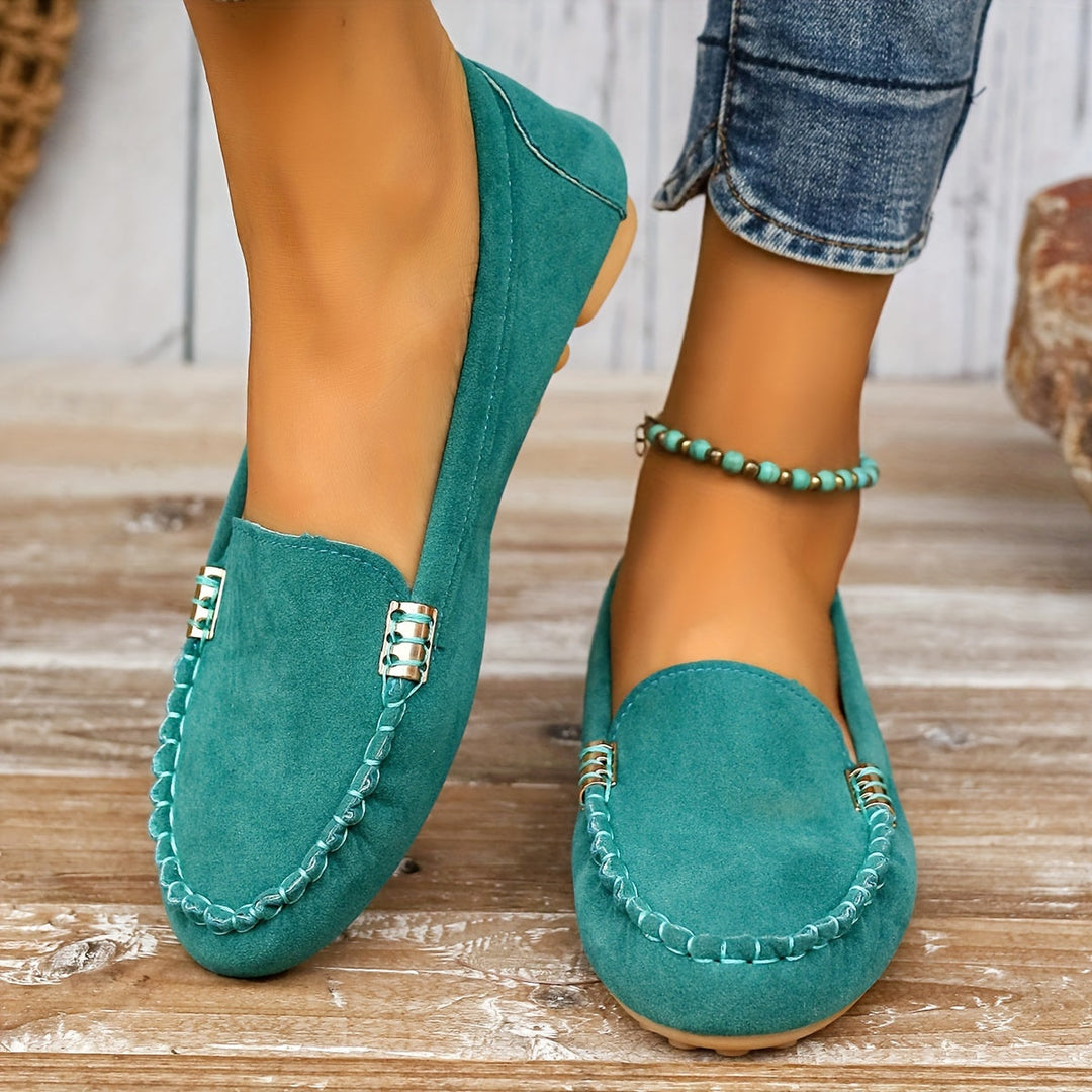 Anaïs | Mocassin Femme en Daim Turquoise