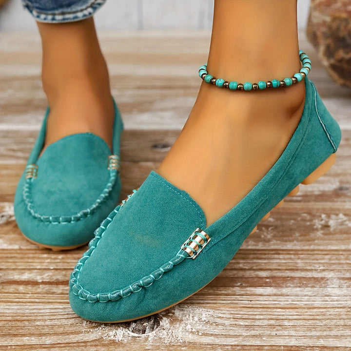 Anaïs | Mocassin Femme en Daim Turquoise