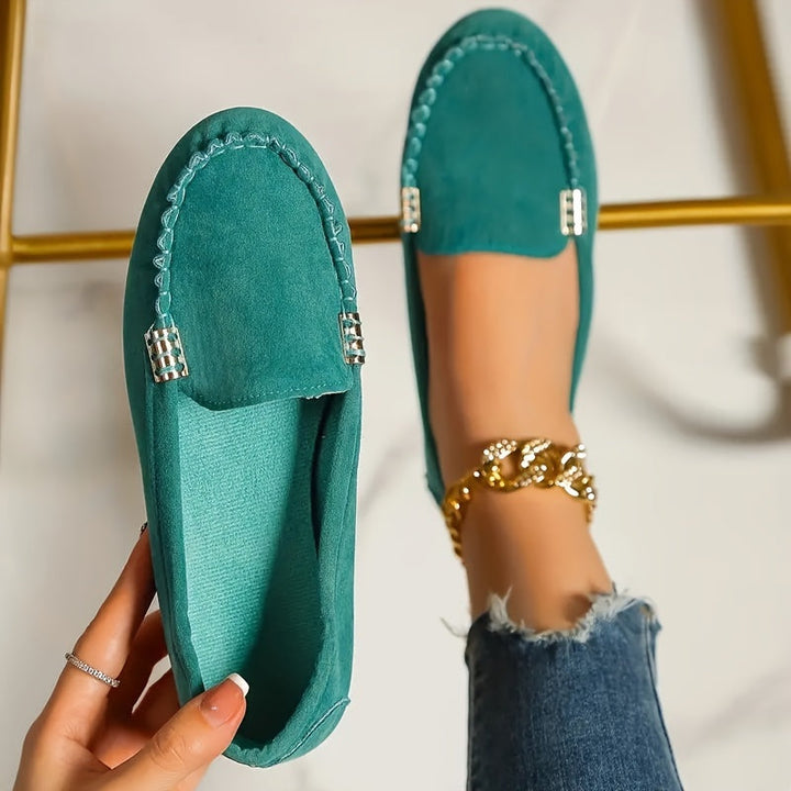 Anaïs | Mocassin Femme en Daim Turquoise