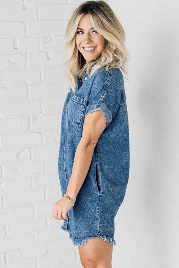 Anaïs | Robe Chemise Denim Mini Femme