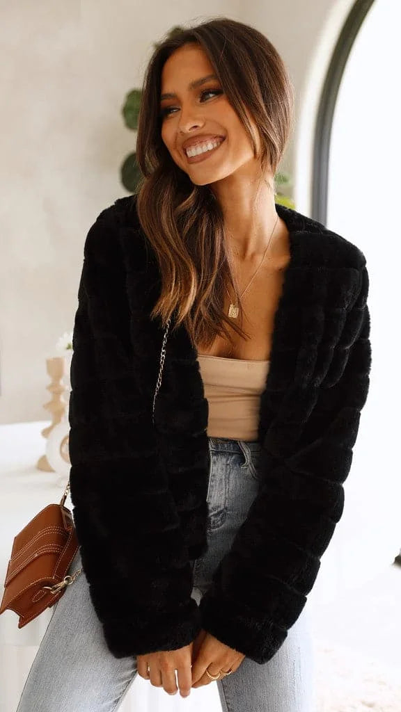 Anaïs | Veste Courte Fausse Fourrure Blanche Femme