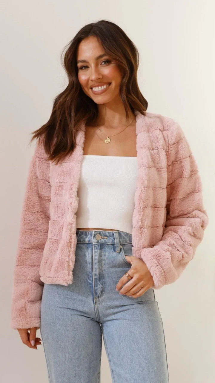 Anaïs | Veste Courte Fausse Fourrure Blanche Femme