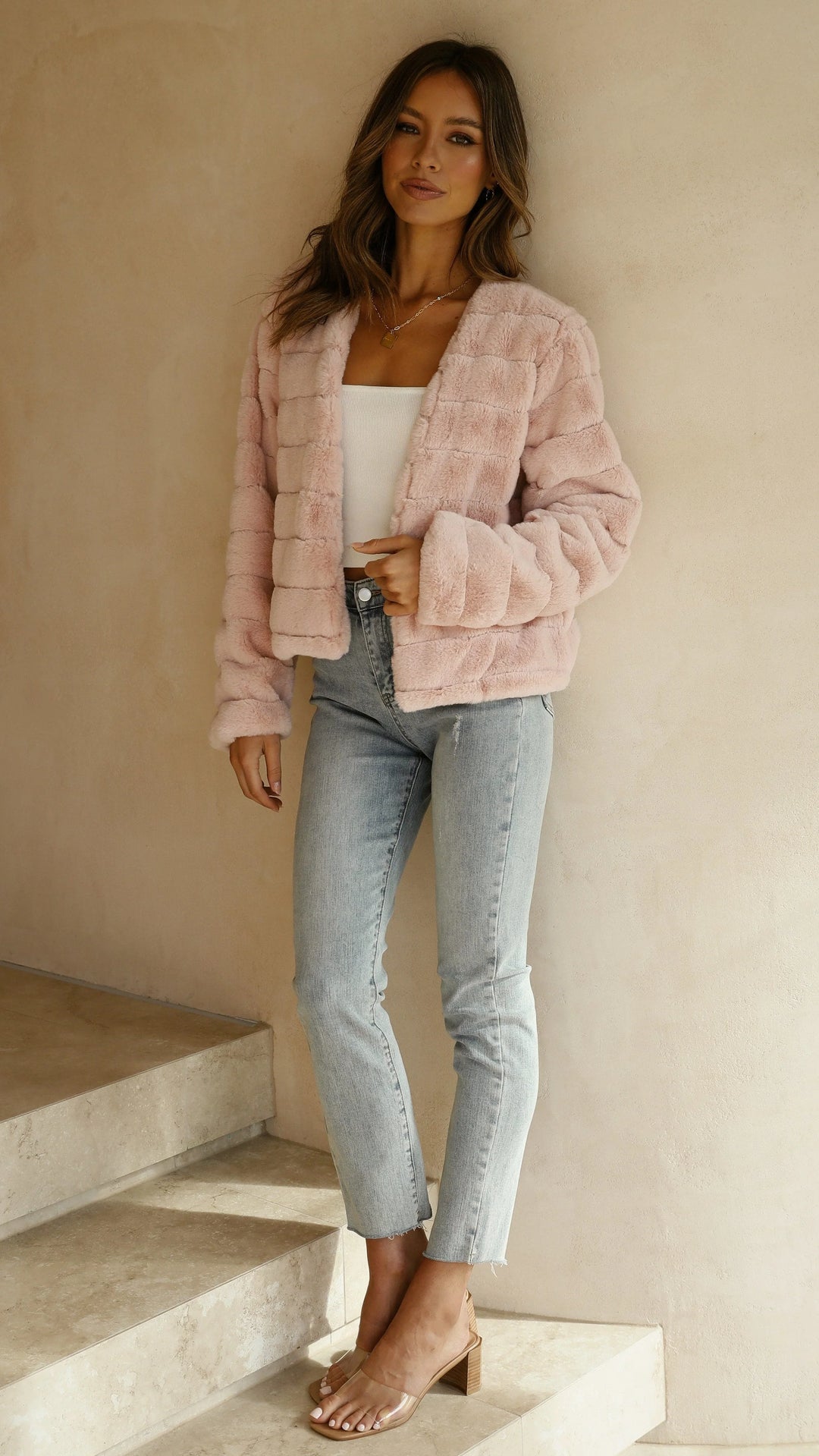 Anaïs | Veste Courte Fausse Fourrure Blanche Femme