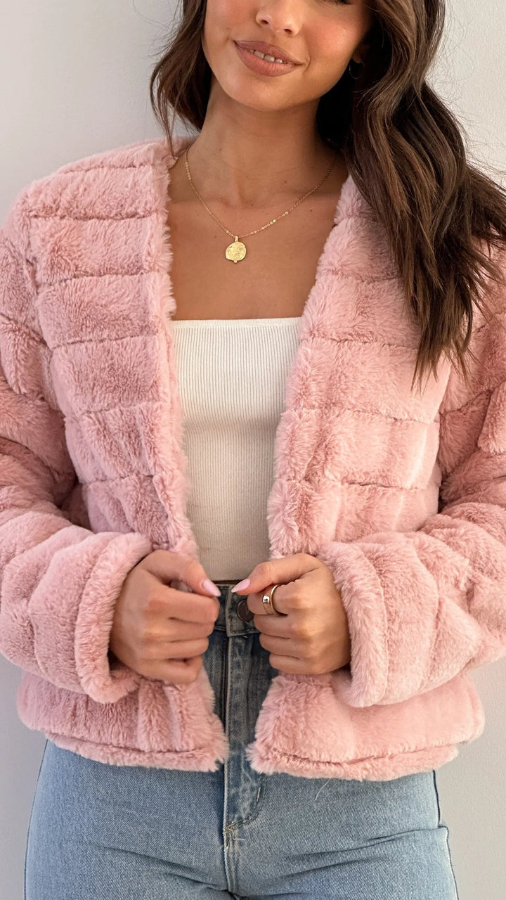 Anaïs | Veste Courte Fausse Fourrure Blanche Femme
