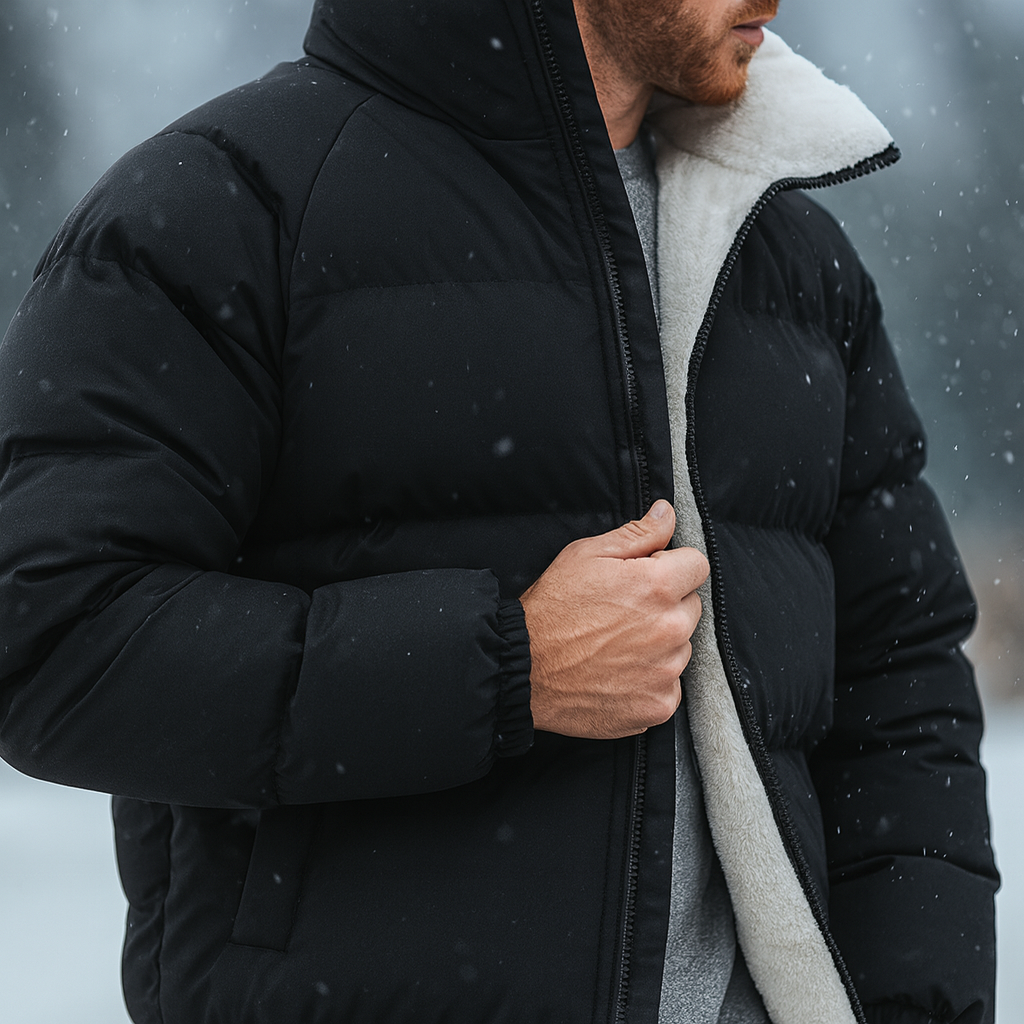 Andy | Doudoune Marron Ample Zippée Col Montant Sherpa