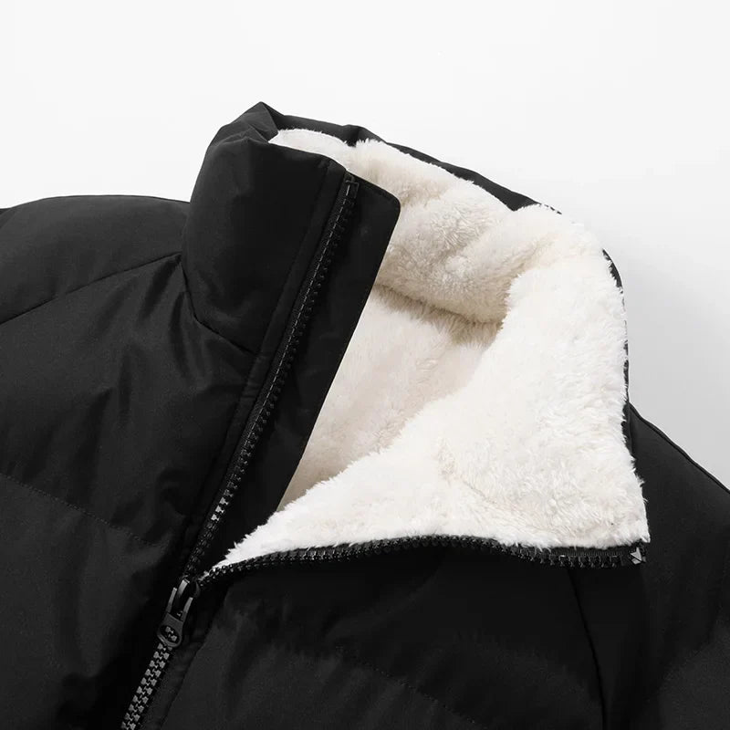 Andy | Doudoune Marron Ample Zippée Col Montant Sherpa