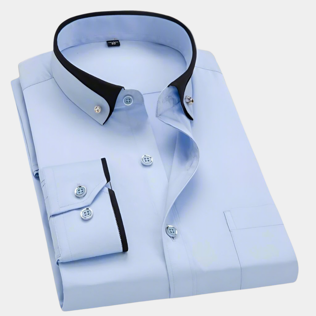 Antoine | Chemise Homme Noire Col Bordeaux