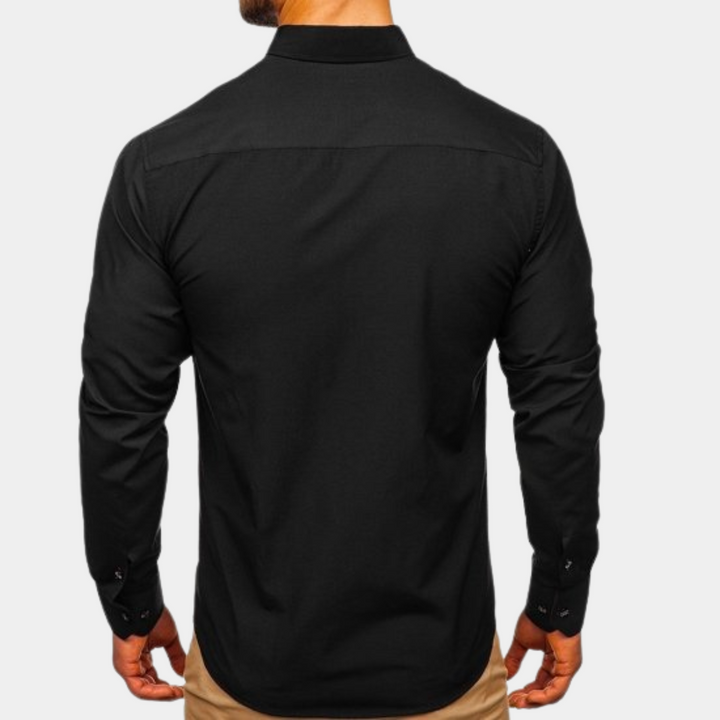 Antoine | Chemise Homme Noire Col Bordeaux