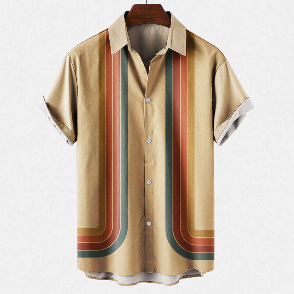 Antoine | Chemise Homme Rayures Rétro Marron