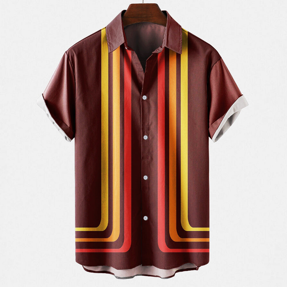 Antoine | Chemise Homme Rayures Rétro Marron
