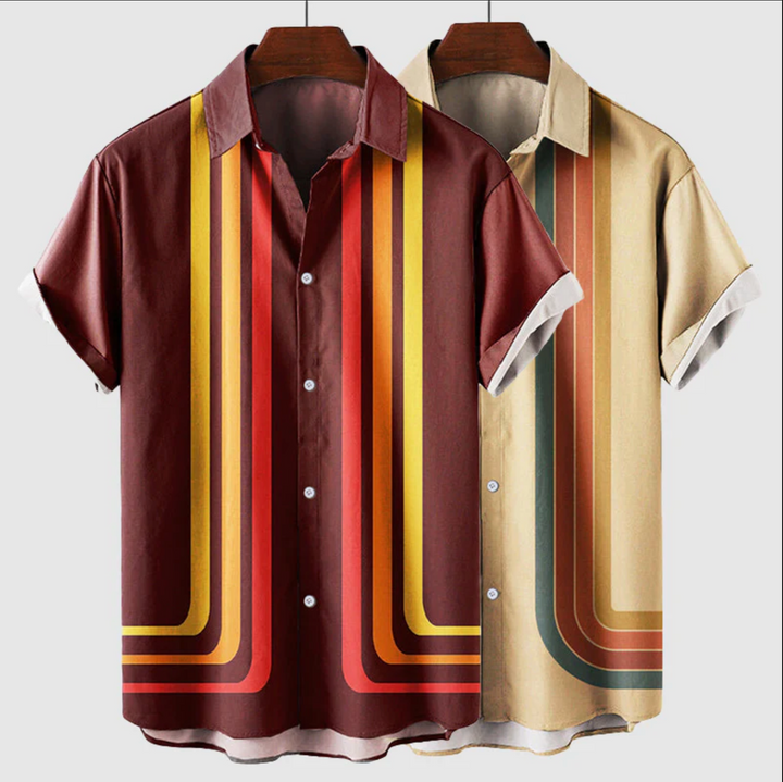 Antoine | Chemise Homme Rayures Rétro Marron