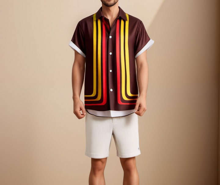 Antoine | Chemise Homme Rayures Rétro Marron