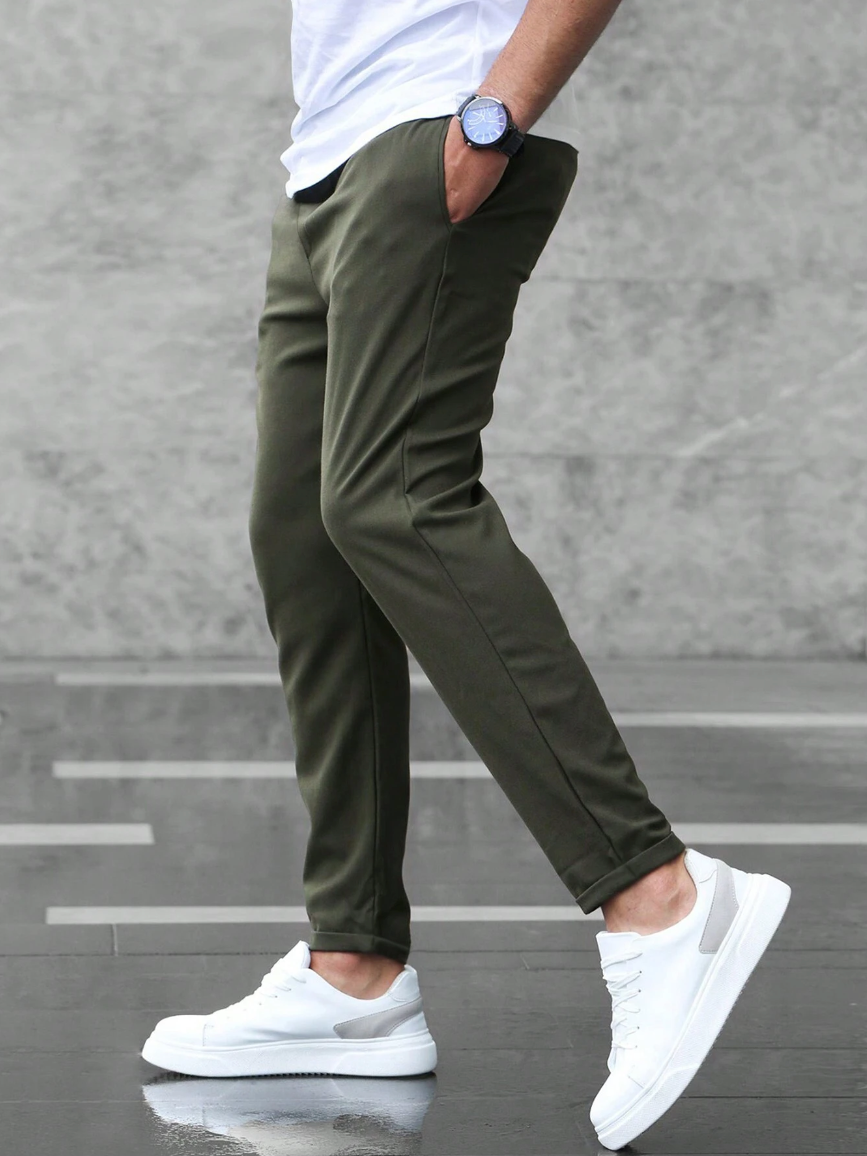 Antoine | Pantalon Homme Coupe Droite Gris Clair à Cordon