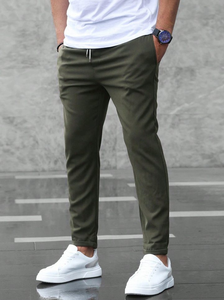 Antoine | Pantalon Homme Coupe Droite Gris Clair à Cordon