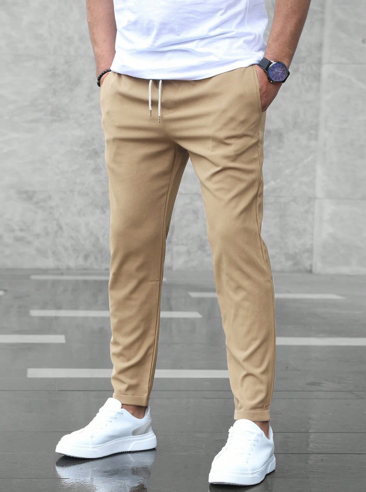 Antoine | Pantalon Homme Coupe Droite Gris Clair à Cordon