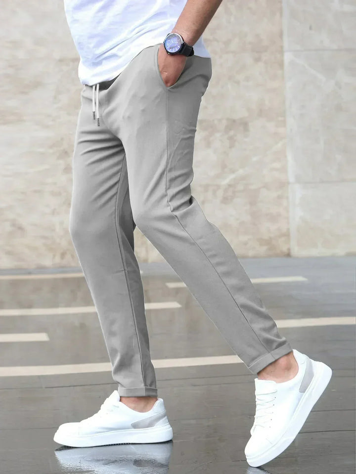Antoine | Pantalon Homme Coupe Droite Gris Clair à Cordon