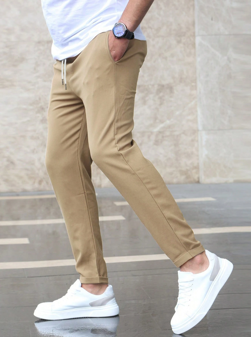 Antoine | Pantalon Homme Coupe Droite Gris Clair à Cordon