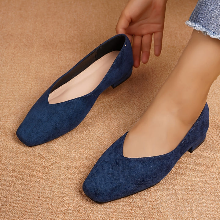 Audrey | Ballerines femme bout carré daim noir
