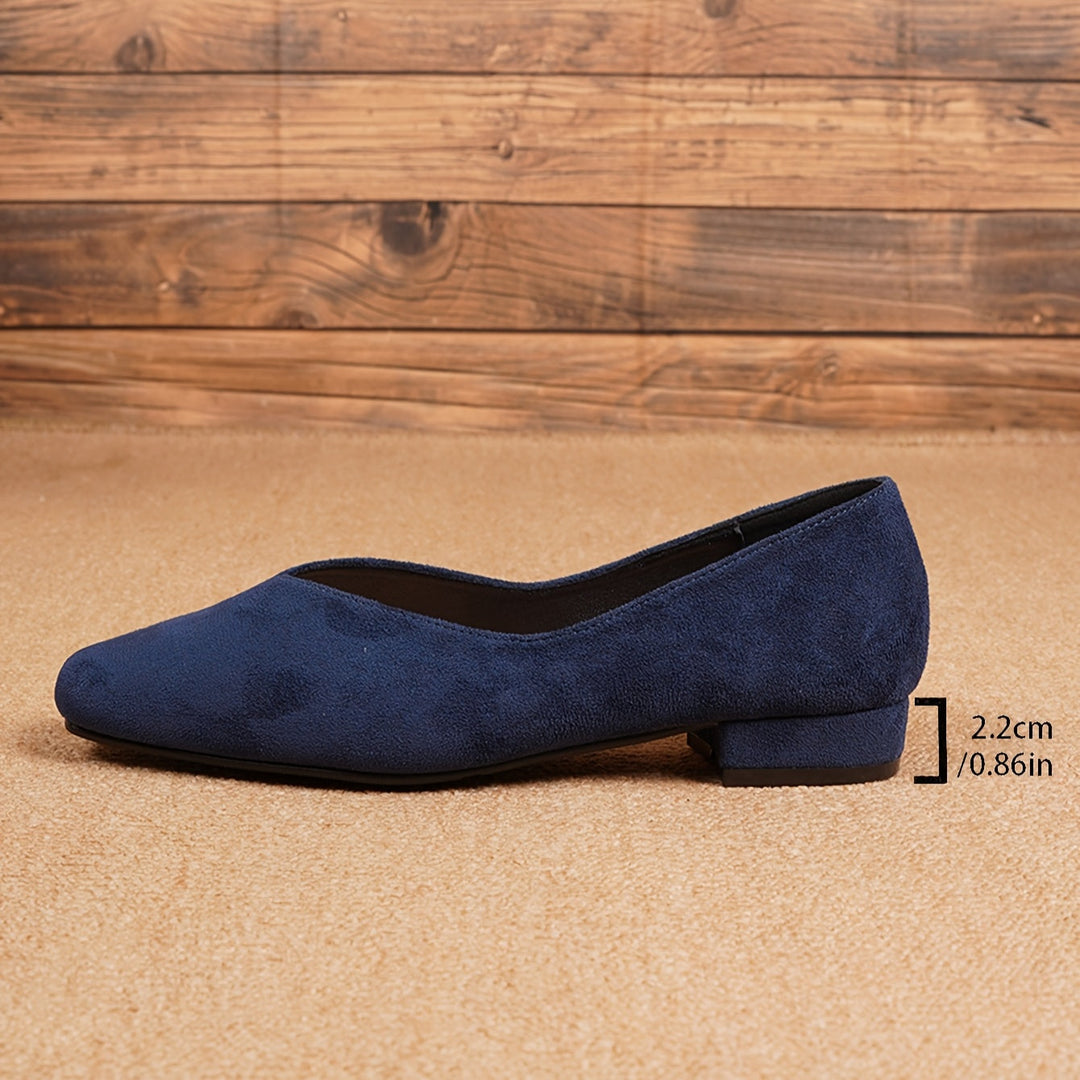 Audrey | Ballerines femme bout carré daim noir