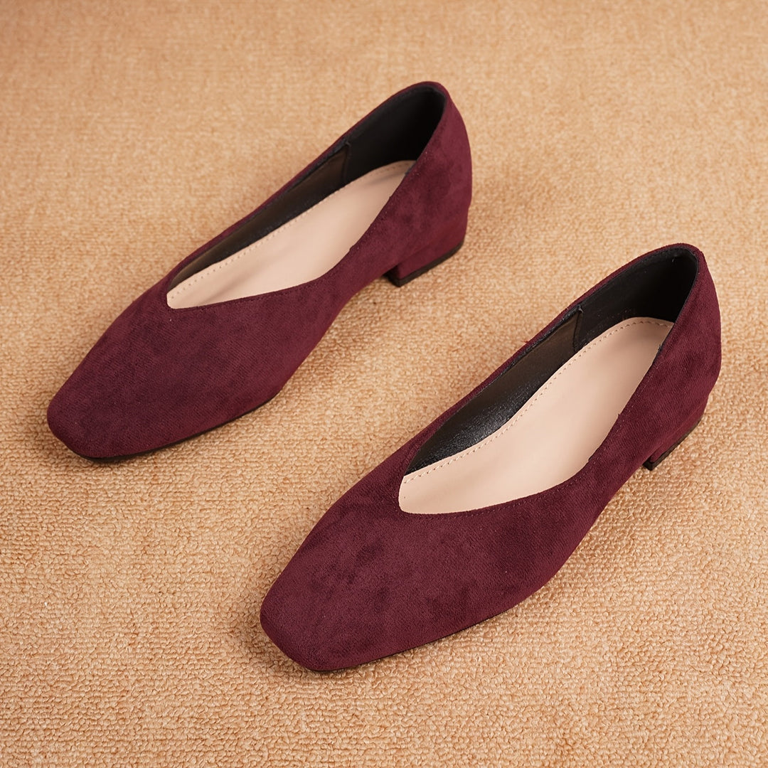 Audrey | Ballerines femme bout carré daim noir