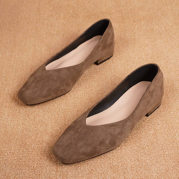 Audrey | Ballerines femme bout carré daim noir