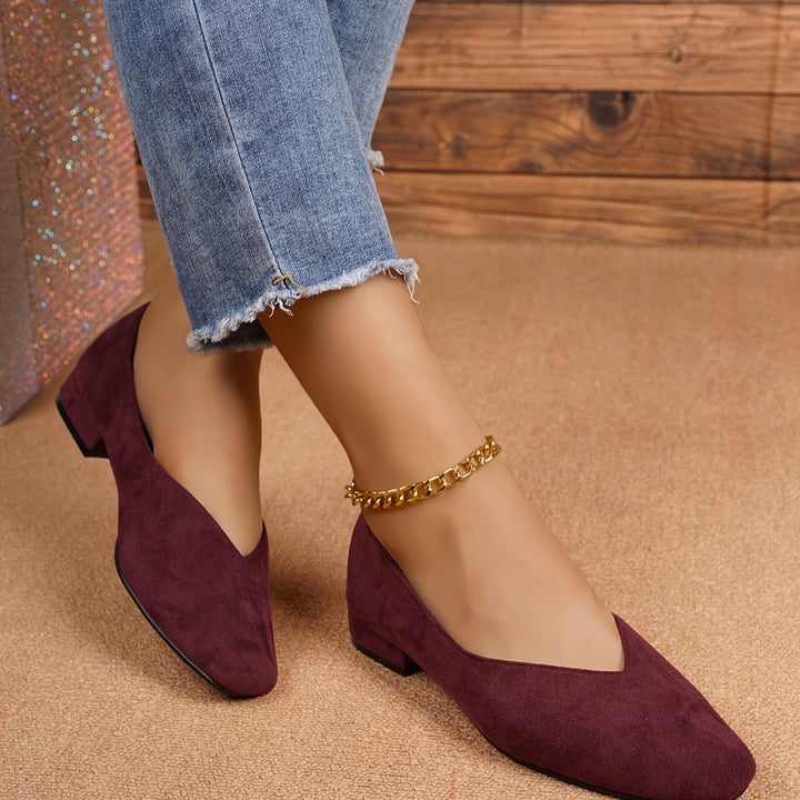 Audrey | Ballerines femme bout carré daim noir