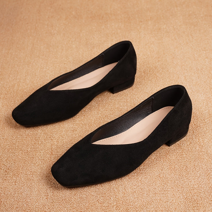 Audrey | Ballerines femme bout carré daim noir
