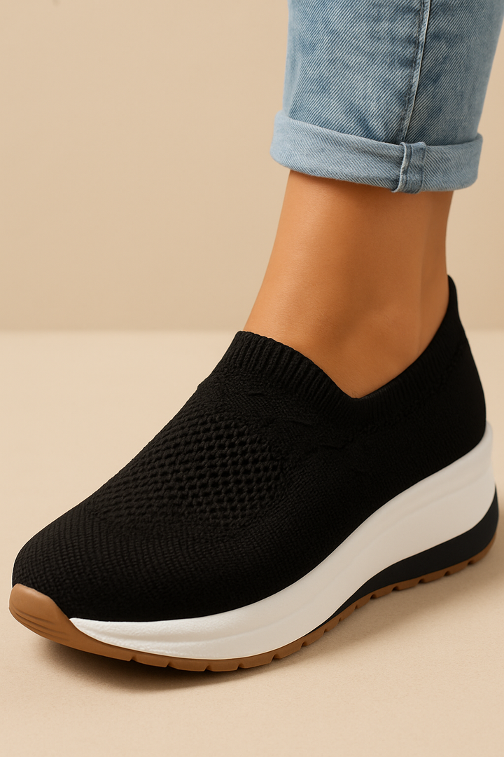 Audrey | Baskets Slip-On Femme Maille Beige Basses