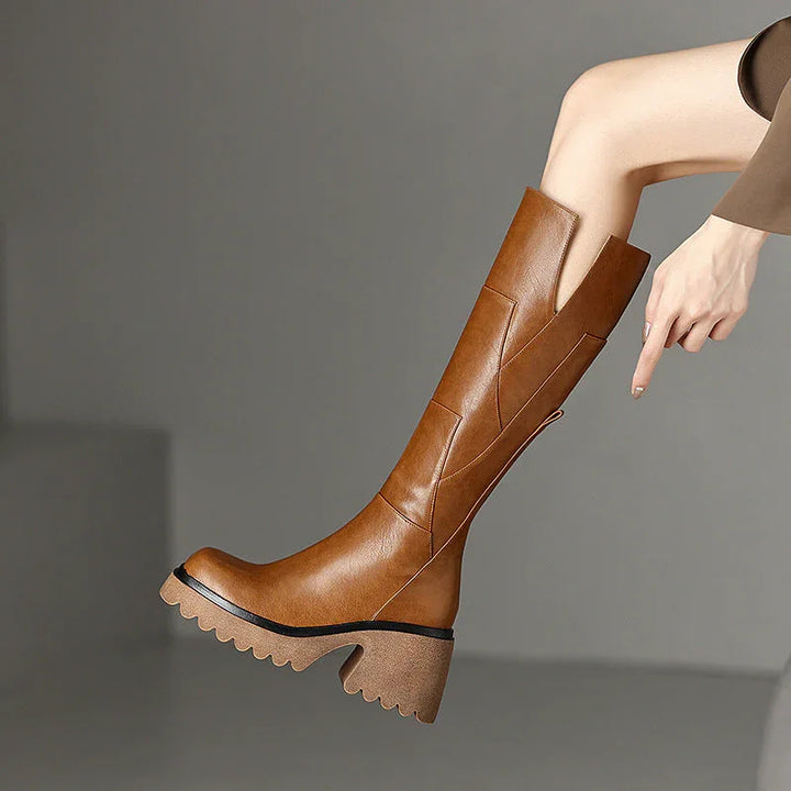 Audrey | Bottes Hautes Femme Cuir Noir Zip
