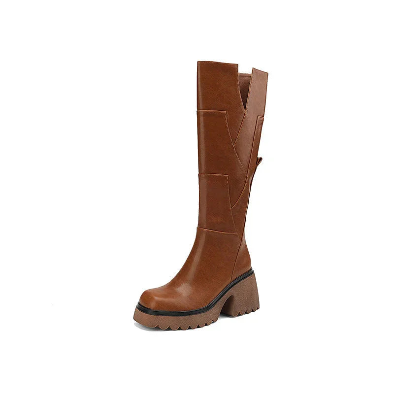 Audrey | Bottes Hautes Femme Cuir Noir Zip
