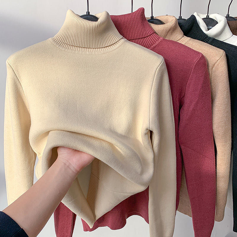 Audrey | Pull Col Roulé Marron Femme Ajusté Manches Longues