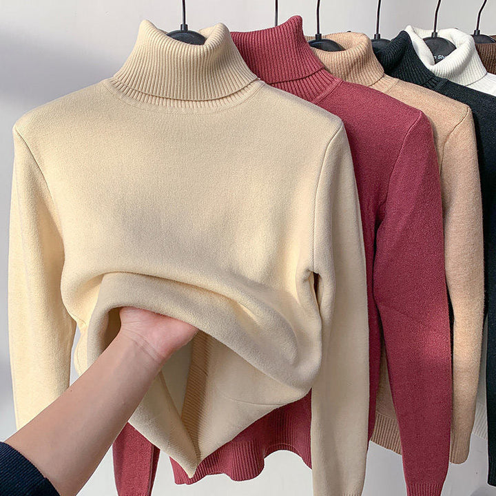 Audrey | Pull Col Roulé Marron Femme Ajusté Manches Longues
