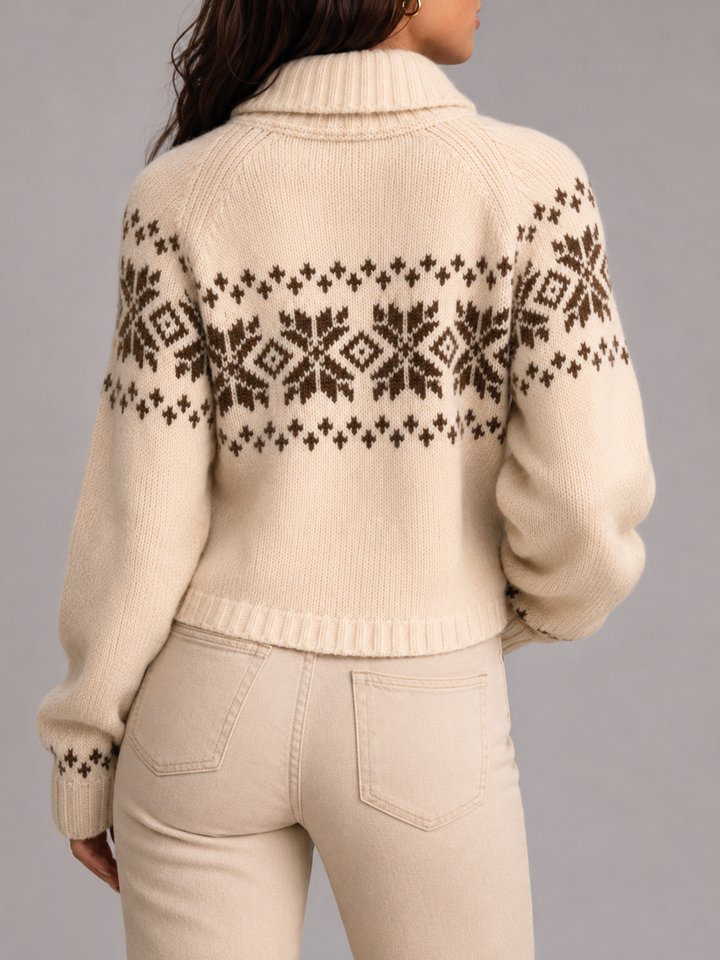 Audrey | Pull Femme Col Zippé Fair Isle Laine