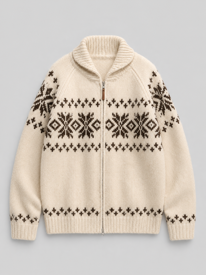 Audrey | Pull Femme Col Zippé Fair Isle Laine