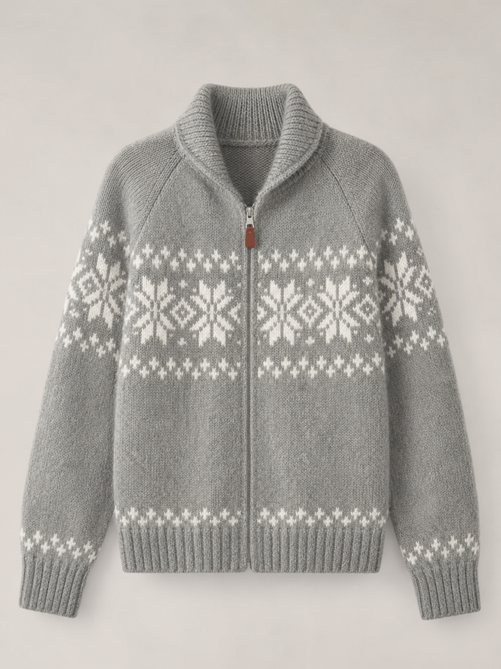 Audrey | Pull Femme Col Zippé Fair Isle Laine