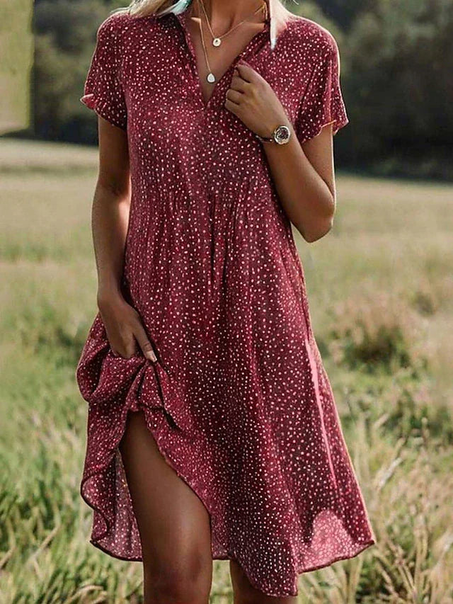 Audrey | Robe Femme Fluide à Pois Verte
