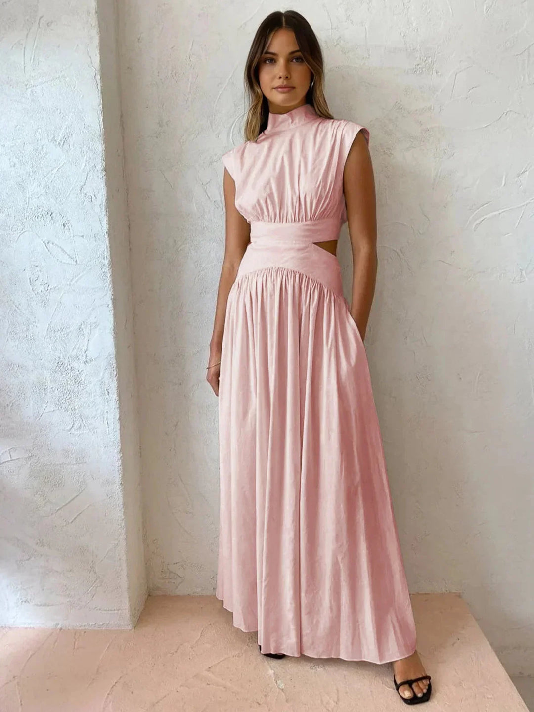 Audrey | Robe Maxi Femme Col Montant Découpes