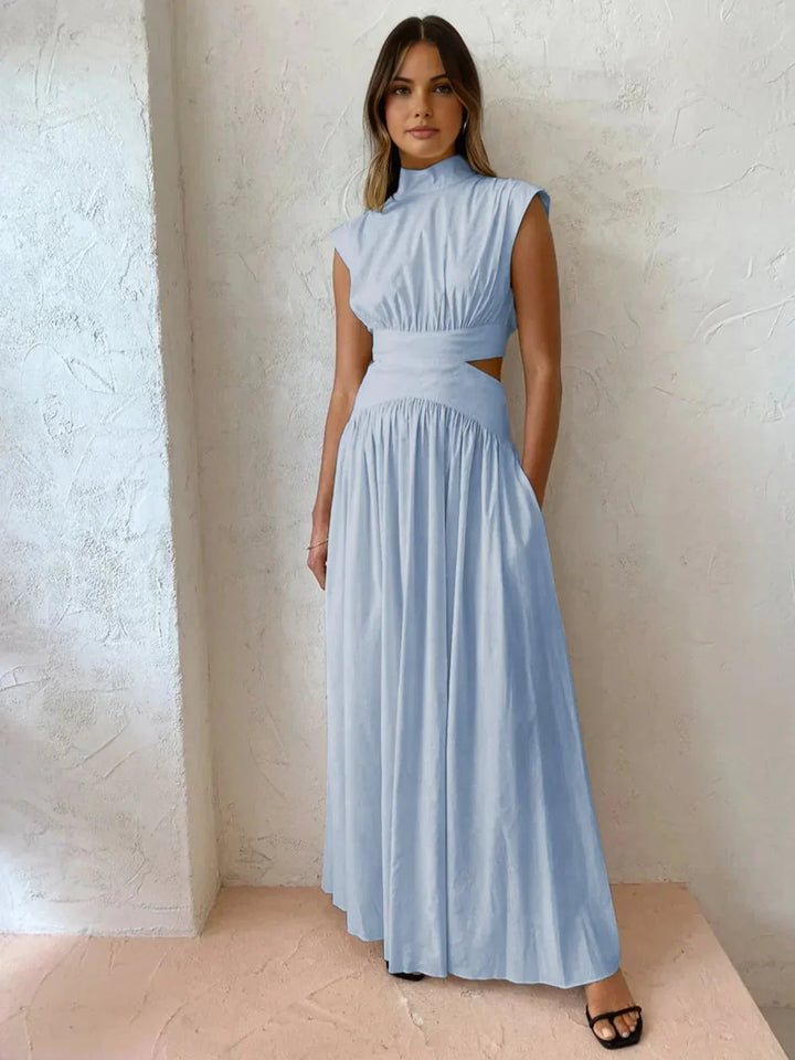 Audrey | Robe Maxi Femme Col Montant Découpes