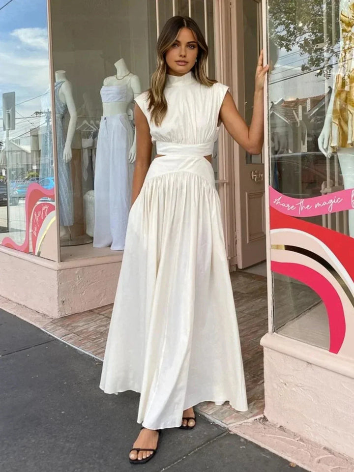 Audrey | Robe Maxi Femme Col Montant Découpes
