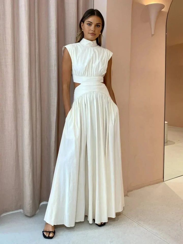 Audrey | Robe Maxi Femme Col Montant Découpes